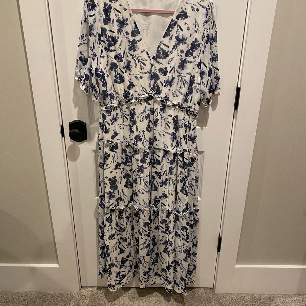 Amazon Navy and White Floral Maxi Dress